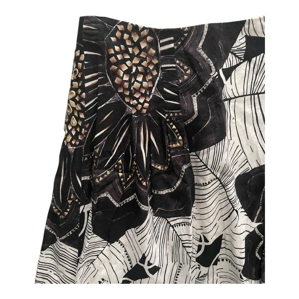WHITE HOUSE BLACK MARKET Floral A-line Circle Skirt women’s 8 studded neutral - Picture 3 of 7